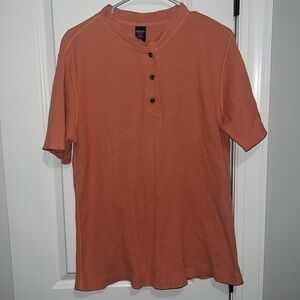Land’s End Coral Short Sleeve Henley Shirt Top size S Small 6-8 100% Cotton